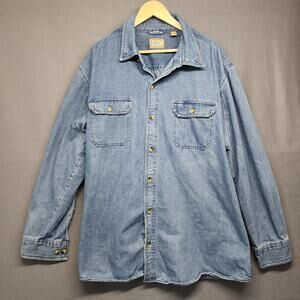 CE Schmidt Workwear Shirt Mens 2XLT Denim Chambray Long Sleeve Button Up Utility